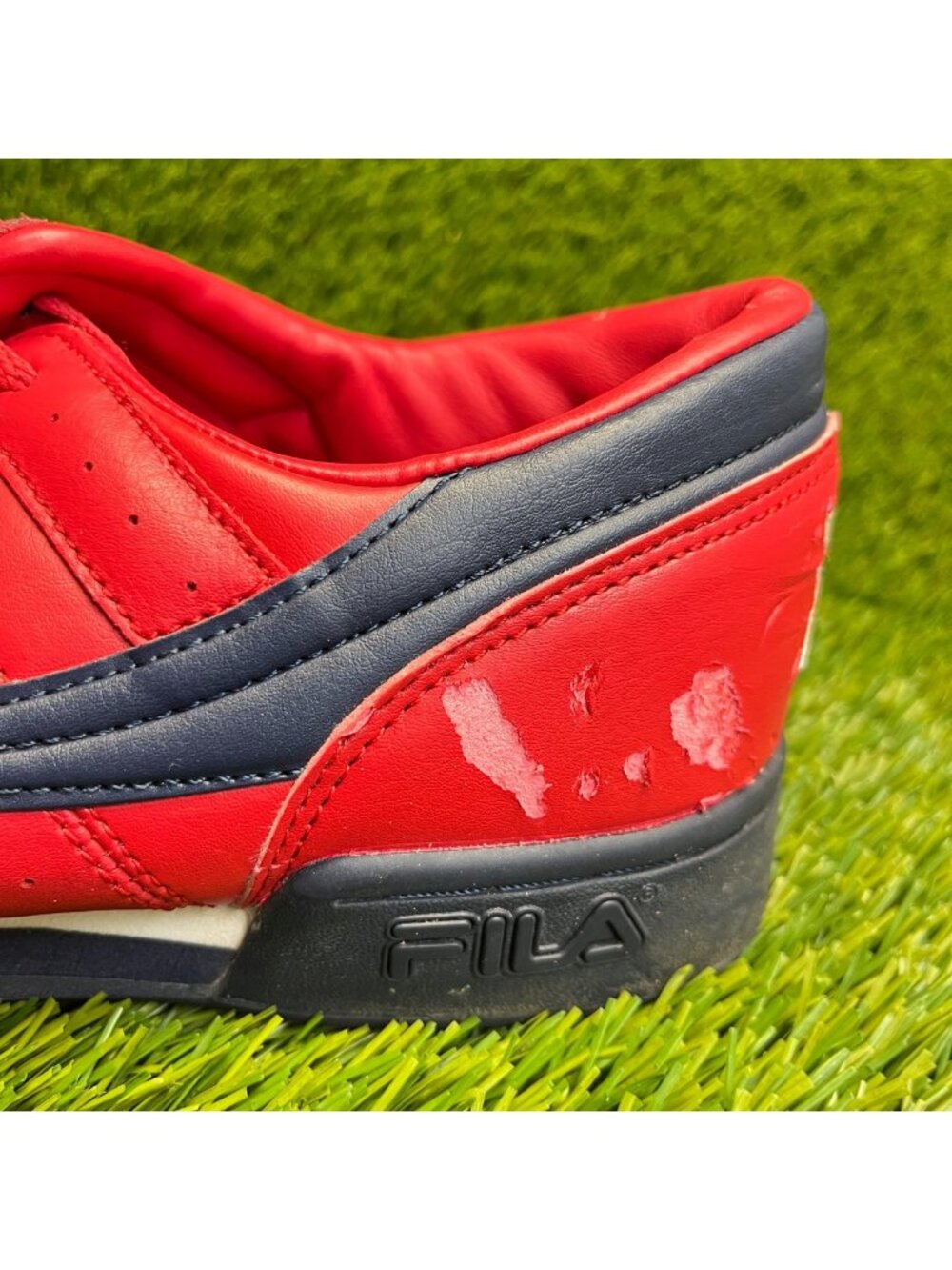 Fila Original Fitness Mens Size 8 Red Blue Athletic Leather Shoes Sneakers